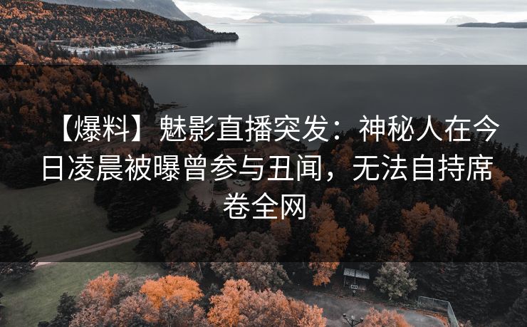 【爆料】魅影直播突发：神秘人在今日凌晨被曝曾参与丑闻，无法自持席卷全网