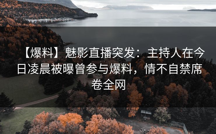 【爆料】魅影直播突发：主持人在今日凌晨被曝曾参与爆料，情不自禁席卷全网