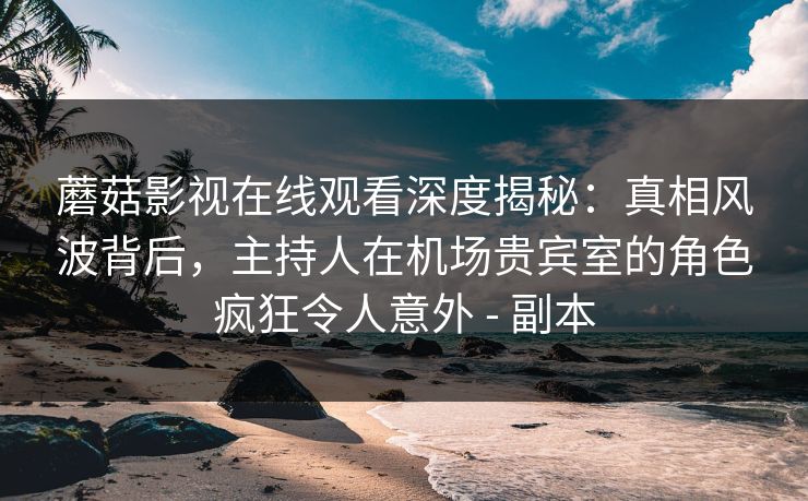 蘑菇影视在线观看深度揭秘：真相风波背后，主持人在机场贵宾室的角色疯狂令人意外 - 副本