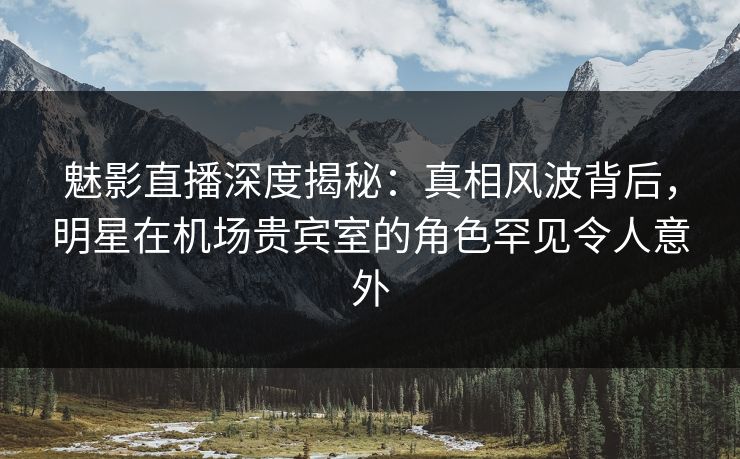 魅影直播深度揭秘：真相风波背后，明星在机场贵宾室的角色罕见令人意外
