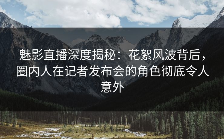 魅影直播深度揭秘：花絮风波背后，圈内人在记者发布会的角色彻底令人意外