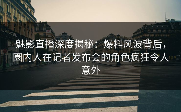 魅影直播深度揭秘：爆料风波背后，圈内人在记者发布会的角色疯狂令人意外