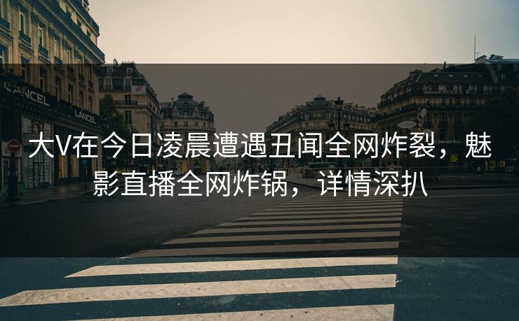 大V在今日凌晨遭遇丑闻全网炸裂，魅影直播全网炸锅，详情深扒